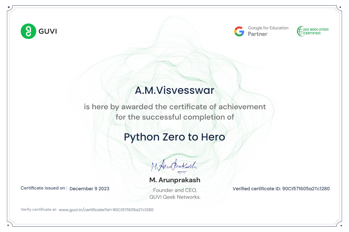 Python certificate